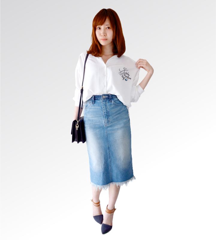 ネーム筆記体ワンポイント刺繍シャツ(キッド)